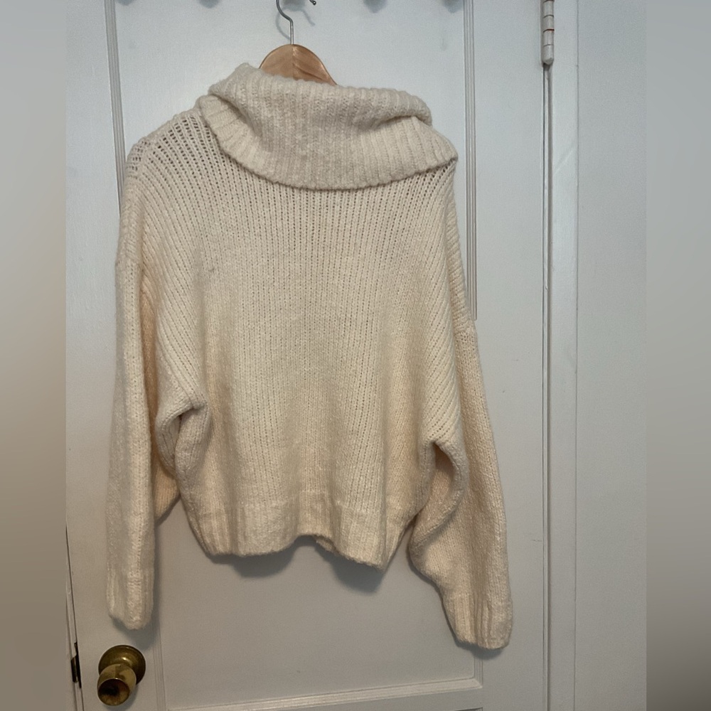 Anthropologie Cream Chunky Knit Turtleneck Sweater